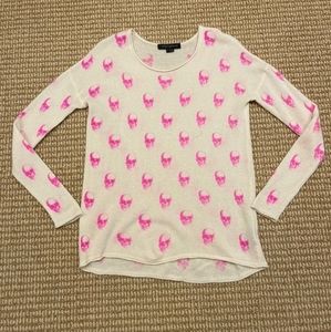 Skull Cashmere Sweater. Cream and Pink.